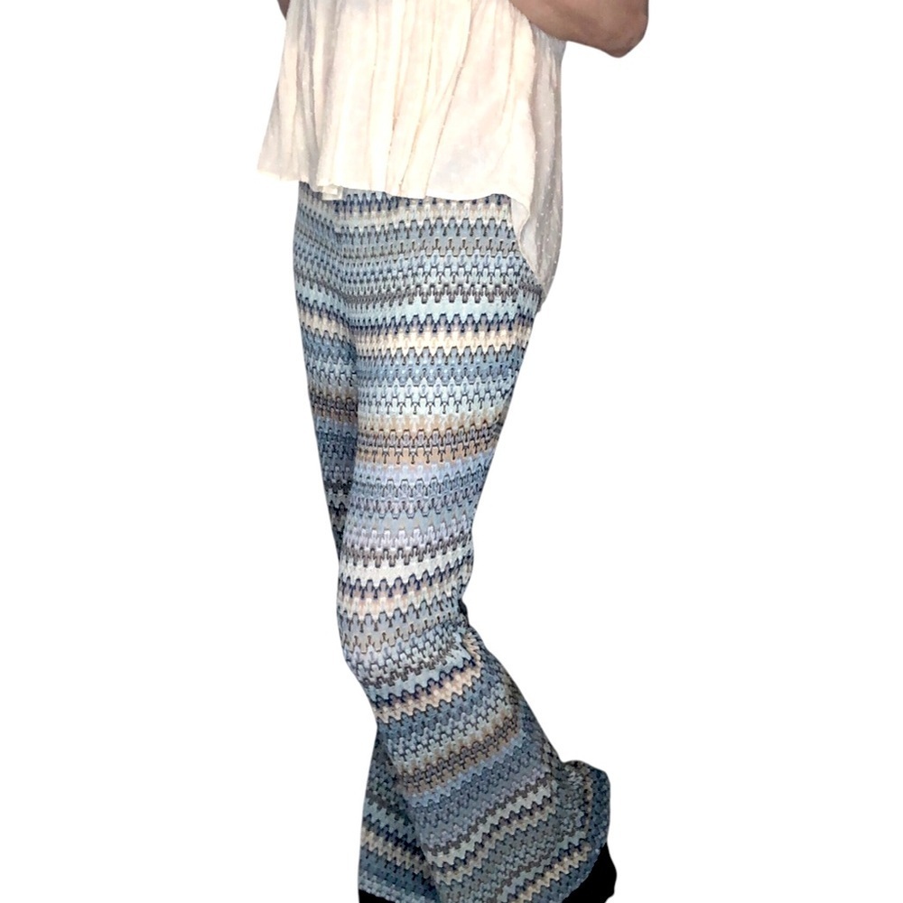 Vtg 90's Y2K Joe B Flare Bell Bottom Pants Sz L Semi Sheer Knit Festival Boho